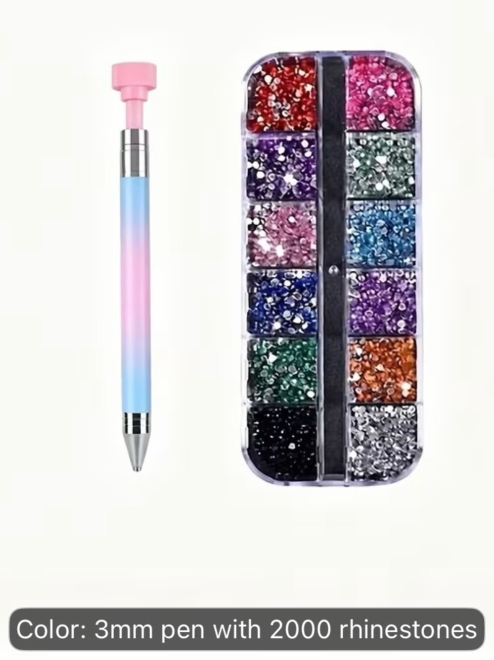 Stylus Pen with Pink-Blue Gradient and 2000 Rhinestones